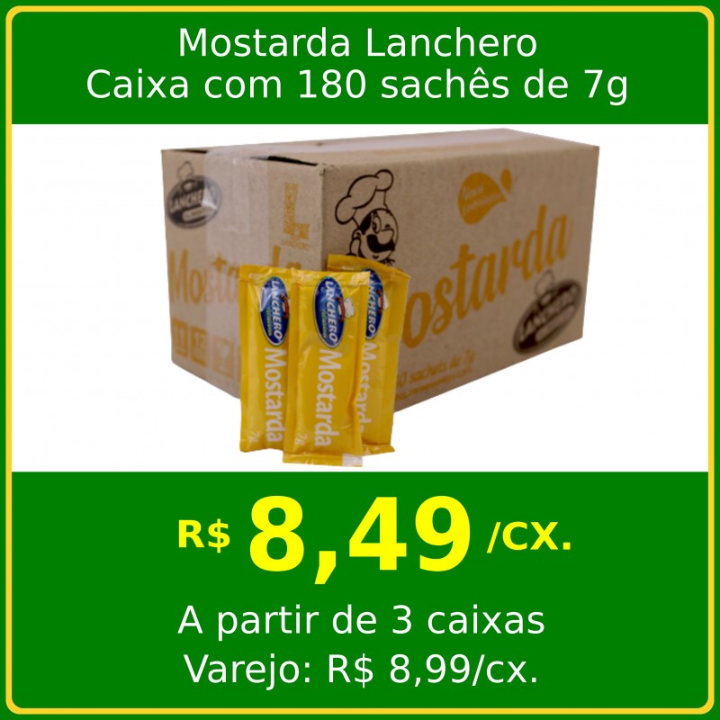 Mostarda Lanchero Sachê - Caixa com 180 sachês de 7g