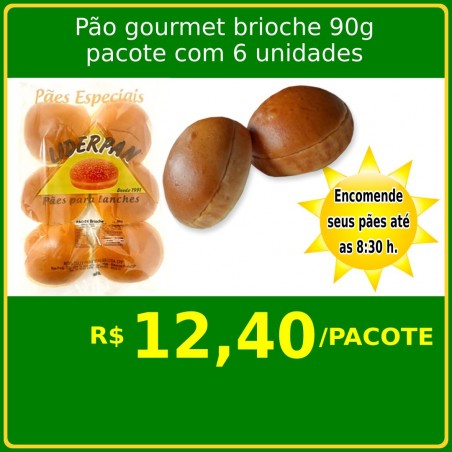 Pão Brioche Gourmet 90 g Lider Pan - Pacote com 6 unidades