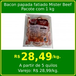 Bacon Papada Suína Defumada em Fatias Mister Beef - Pacote 1 kg