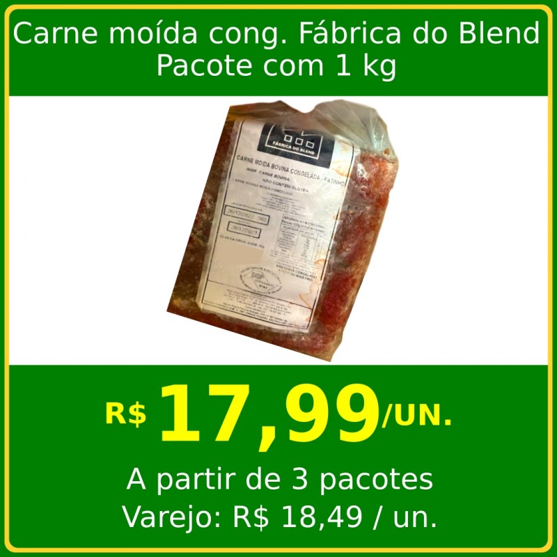 Carne moída congelada Fábrica do Blend 1kg