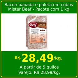 Bacon Papada & Paleta Suína Defumada em Cubos Mister Beef - pacote  1kg