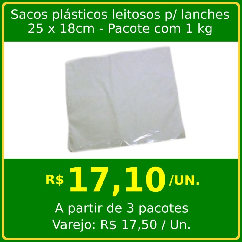 Saco Leitoso 25 x 18 cm - pacote com 1 kg