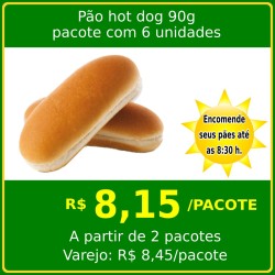 Pão Hot Dog 90 g Lider Pan - Pacote com 6 unidades