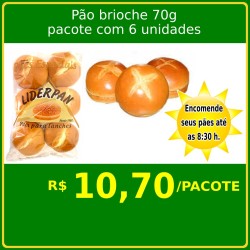 Pão Brioche 70 g Lider Pan - Pacote com 6 unidades