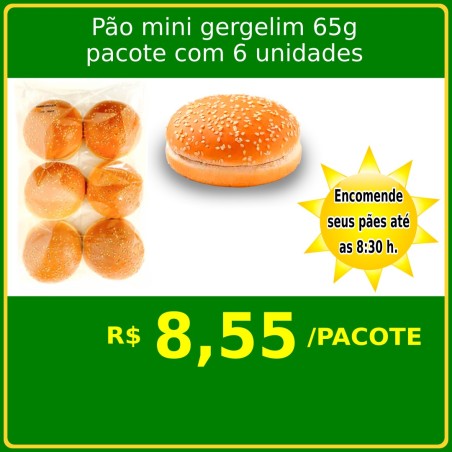 Pão Mini Gergelim 65g Lider Pan - Pacote com 6 unidades