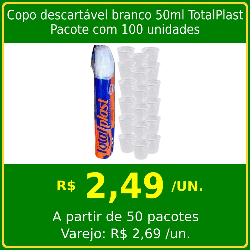 Copo Plástico Descartável Branco 50ml