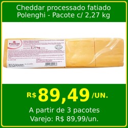 Cheddar Processado Polenghi 2,27 kg  160 fatias
