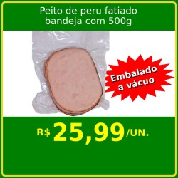 Peito de Peru Defumado - Fatiado - pacote com 500g