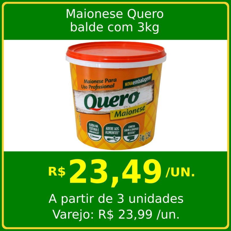 Maionese Quero - balde com 3kg