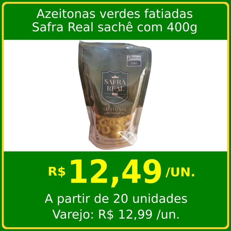 Azeitonas verdes fatiadas Safra Real 400g