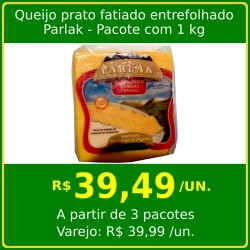 Queijo Prato Fatiado separado por entrefolhas Parlak - pacote 1 Kg