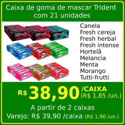 Caixa de goma de mascar Trident com 21 unidades