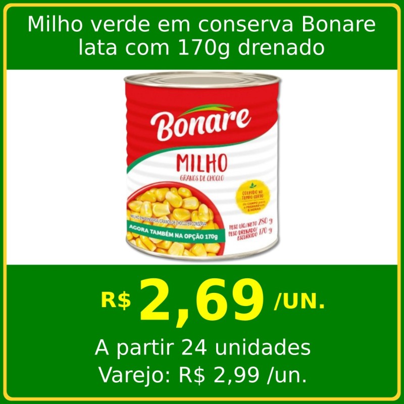 Milho verde em conserva Bonare 170g