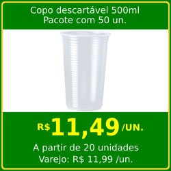 Copo descartável 500 ml pacote com 50 un