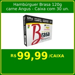 Hambúrguer de Carne Bovina Angus Brasa - 30 un de 120g