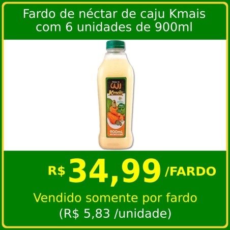 Fardo de néctar de caju Kmais com 6 unidades de 900ml