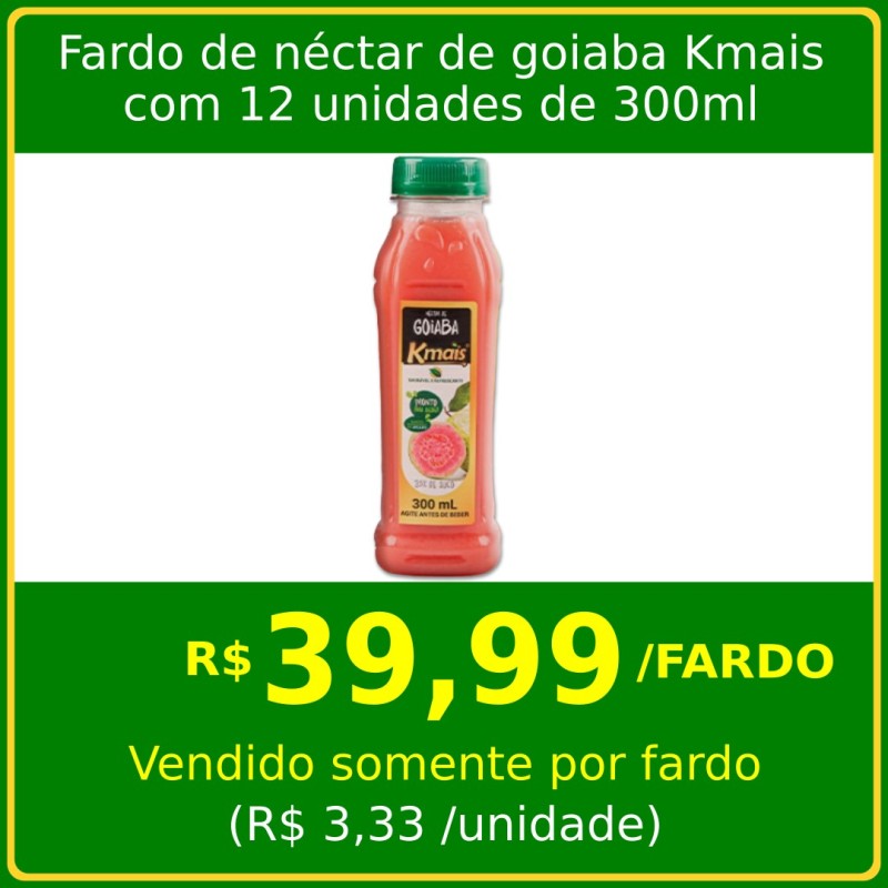 Fardo de néctar de goiaba Kmais com 12 unidades de 300ml