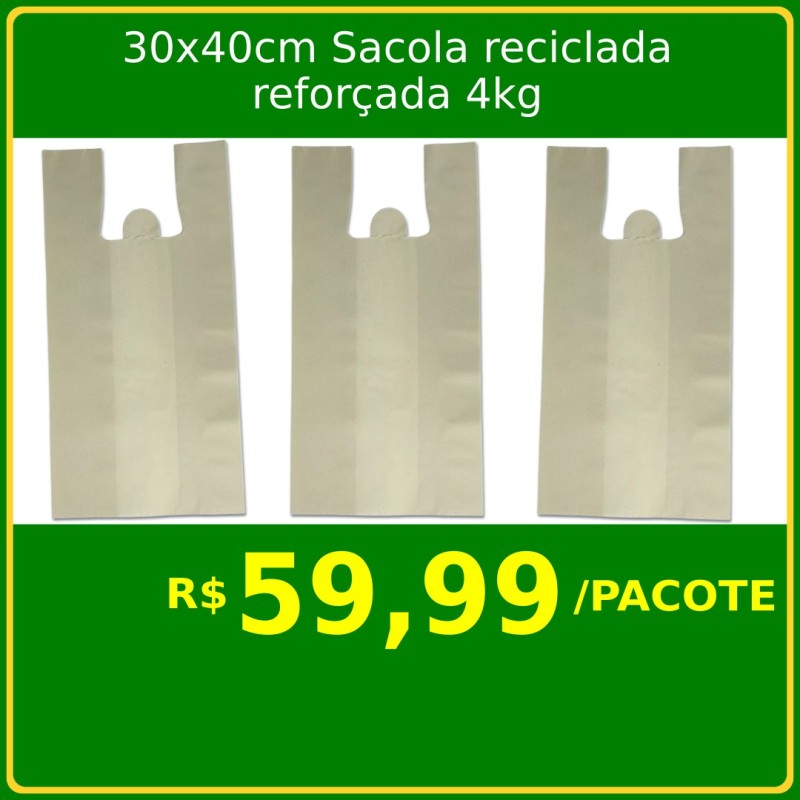 30x40cm sacola reciclada reforçada 4kg