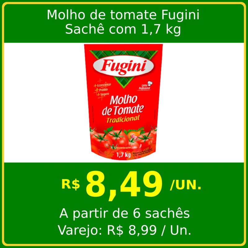 Molho de Tomate Tradicional Fugini 1,7kg