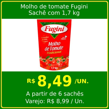 Molho de Tomate Tradicional Fugini 1,7kg