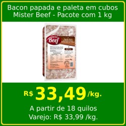 Bacon Papada & Paleta Suína Defumada em Cubos Mister Beef - pacote  1kg