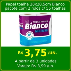 Papel toalha 20 x 20cm Bianco com 2 rolos