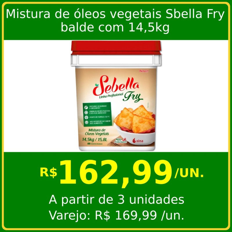 Mistura de óleos vegetais Sebella Fry 14,5kg