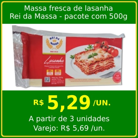 Massa fresca de lasanha Rei da Massa 500g