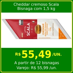 Requeijão Cremoso Sabor Cheddar Scala - Bisnaga 1,5 kg