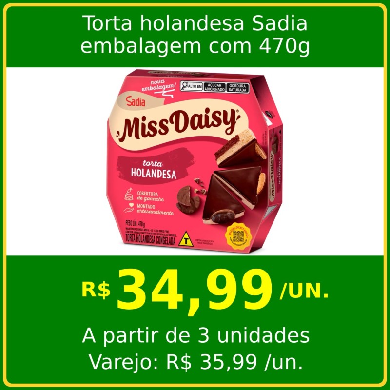 Torta holandesa Miss Daisy Sadia 470g Torta holandesa Miss Daisy Sadia 470g