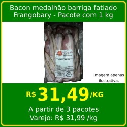 Bacon medalhão barriga fatiado Frangobary 1kg