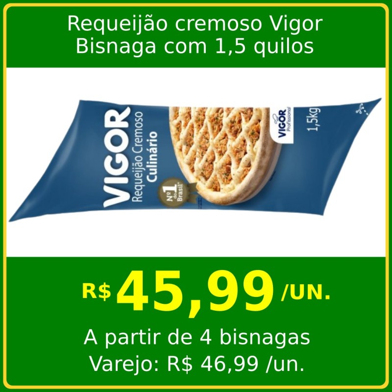 Requeijão Cremoso Vigor - bisnaga 1,5kg Requeijão Cremoso Vigor - bisnaga 1,5kg