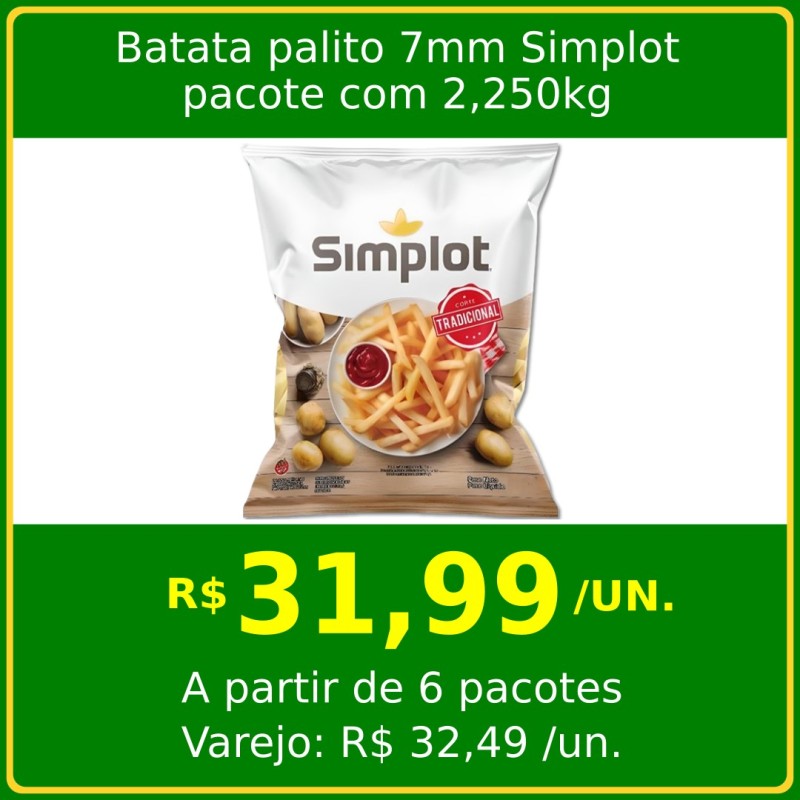 Batata Palito 7mm Simplot 2,250kg Batata Palito 7mm Simplot 2,250kg