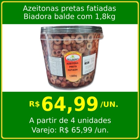 Azeitonas pretas fatiadas Biadora 1,8kg