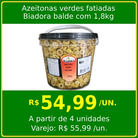Azeitonas verdes fatiadas Biadora 1,8kg