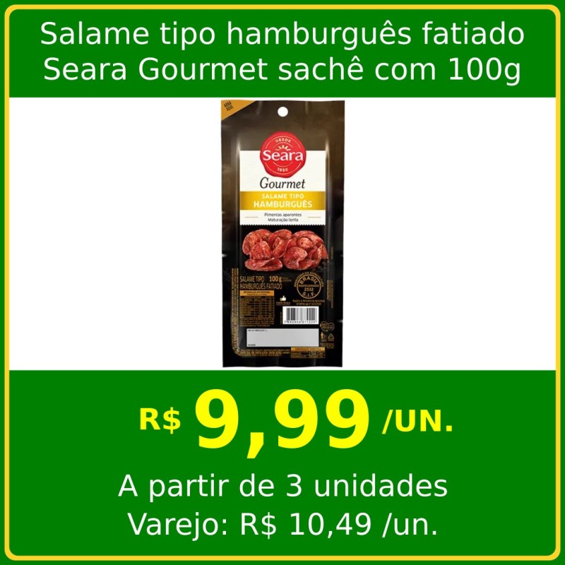 Salame tipo hamburguês fatiado Seara 100g