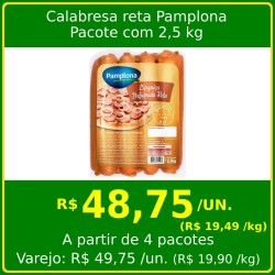 Calabresa Defumada Reta Pamplona - Pacote 2,5 kg