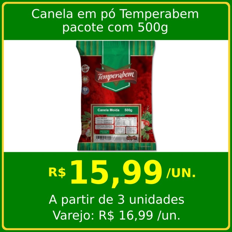 Canela em pó Temperabem 500g Canela em pó Temperabem 500g