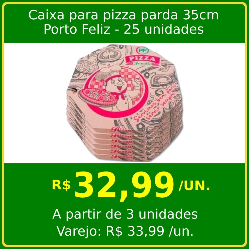 Caixa para pizza parda 35cm Porto Feliz Caixa para pizza parda 35cm Porto Feliz