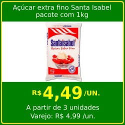 Açúcar extra fino Santa Isabel 1kg