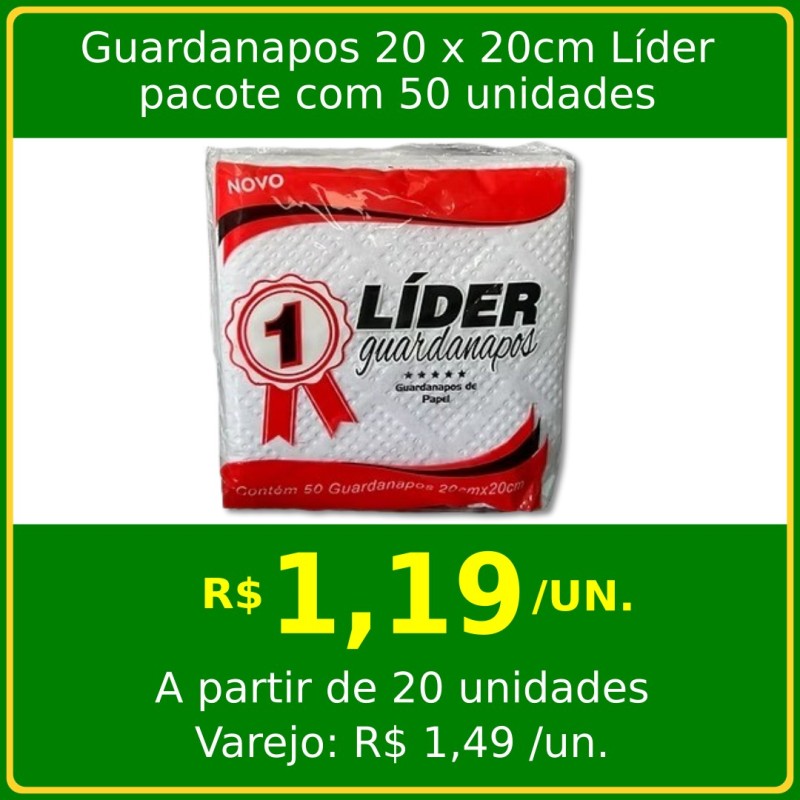 Guardanapos 20 x 20cm Lider 50 unidades