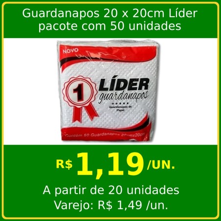 Guardanapos 20 x 20cm Lider 50 unidades