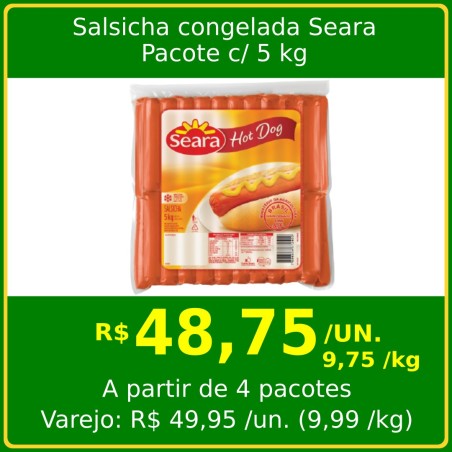 Salsicha Hot Dog Congelada Seara - Pacote 5 kg