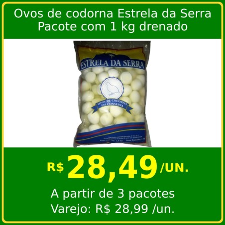 Ovos de Codorna em Conserva Estrela da Serra - pacote 1kg drenado