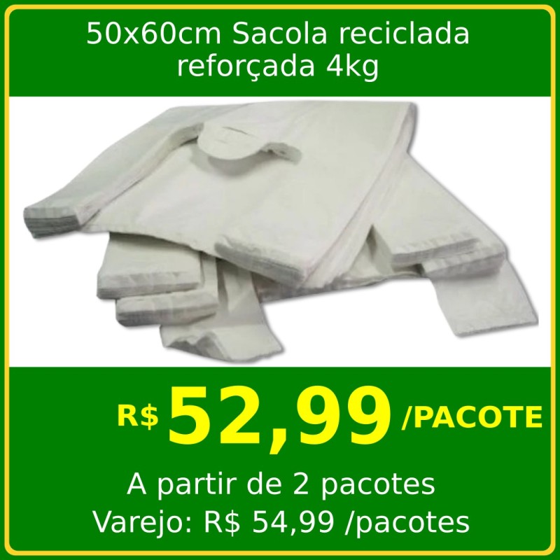 50x60cm sacola reciclada reforçada 4kg