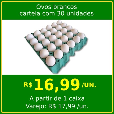 Ovos brancos cartela com 30 unidades