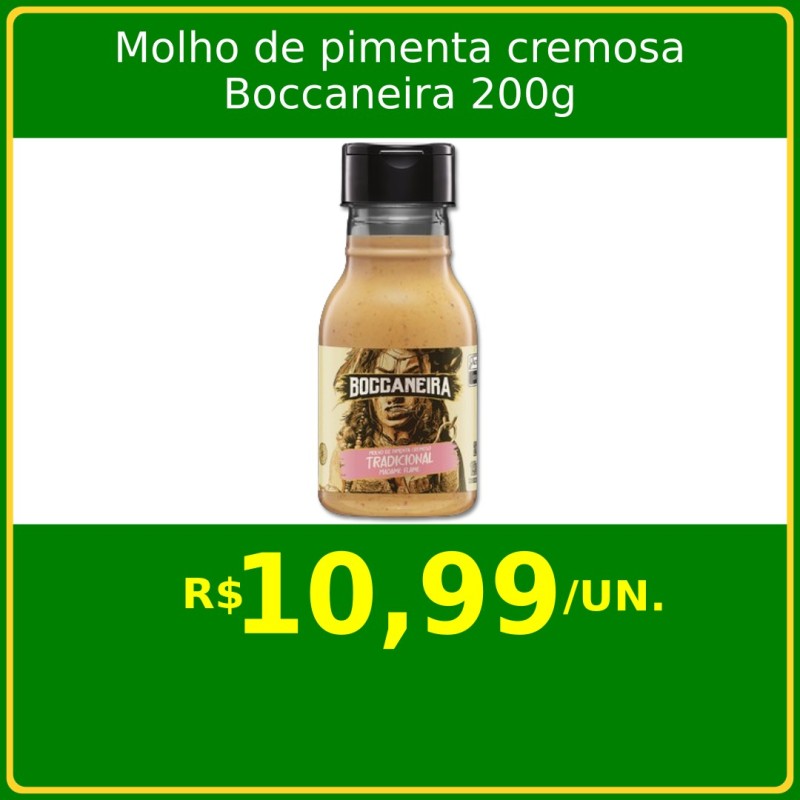 Molho de pimenta cremosa Boccaneira 200g