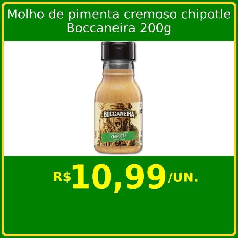 Molho de pimenta cremoso chipotle Boccaneira 200g