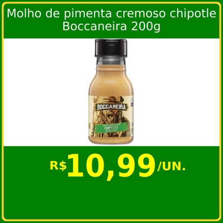 Molho de pimenta cremoso chipotle Boccaneira 200g
