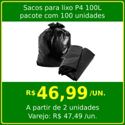 Saco para Lixo P4 100L - pacote com 100 unidades